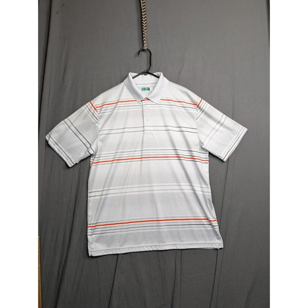 Ben Hogan Performance Polo Golf Shirt White With Stripes Men's Size Large